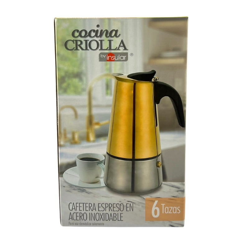 Cocina Criolla New 6-Cups Gold & Black Stainless-Steel Espresso