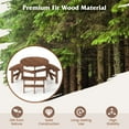 thumbnail image 4 of Costway 6-Person Round Picnic Table Set with 3 Built-in Benches 2" Umbrella Hole, Brown, 4 of 10