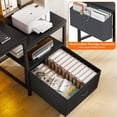 thumbnail image 3 of CRXX 57" Office Desk with Drawers and Printer Space,Computer Desk with Power Outlets,Home Office Desks with File Drawers Cabinet,Study and Gaming Desk with Shelves Monitor Stand-Black, 3 of 8