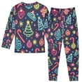 thumbnail image 2 of FORMRS Long Sleeve Top and Pants Pajama Set for Niños 2-Piece Sleepwear, Sizes 18M-8Y, Neon Christmas, 2 of 6