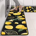 thumbnail image 2 of Kitchen Rugs Sets Of 2,Yellow Lemon Fruit Slices Black Pattern Anti Fatigue Kitchen Mat Rugs Non Slip Washable,Decorative Kitchen Floor Mats for Kitchen,Sink,Laundry,17"x47"+17"x47", 2 of 5