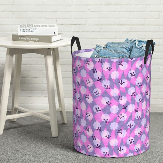 YFYANG Waterproof Laundry Hamper, Pink Geometric Polka Dots Laundry