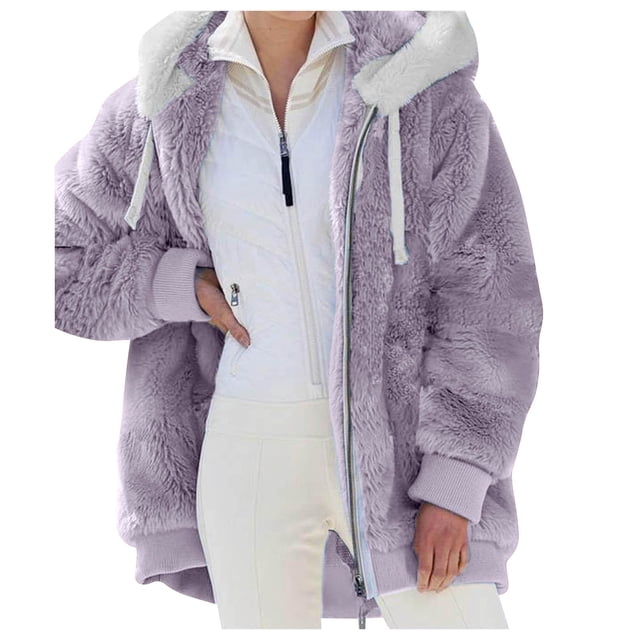 Women Solid Color Coat Long Sleeve Cardigan Windproof Outer Coat Fluffy Jacket Warm Winter Overcoat Button Down Overcoat