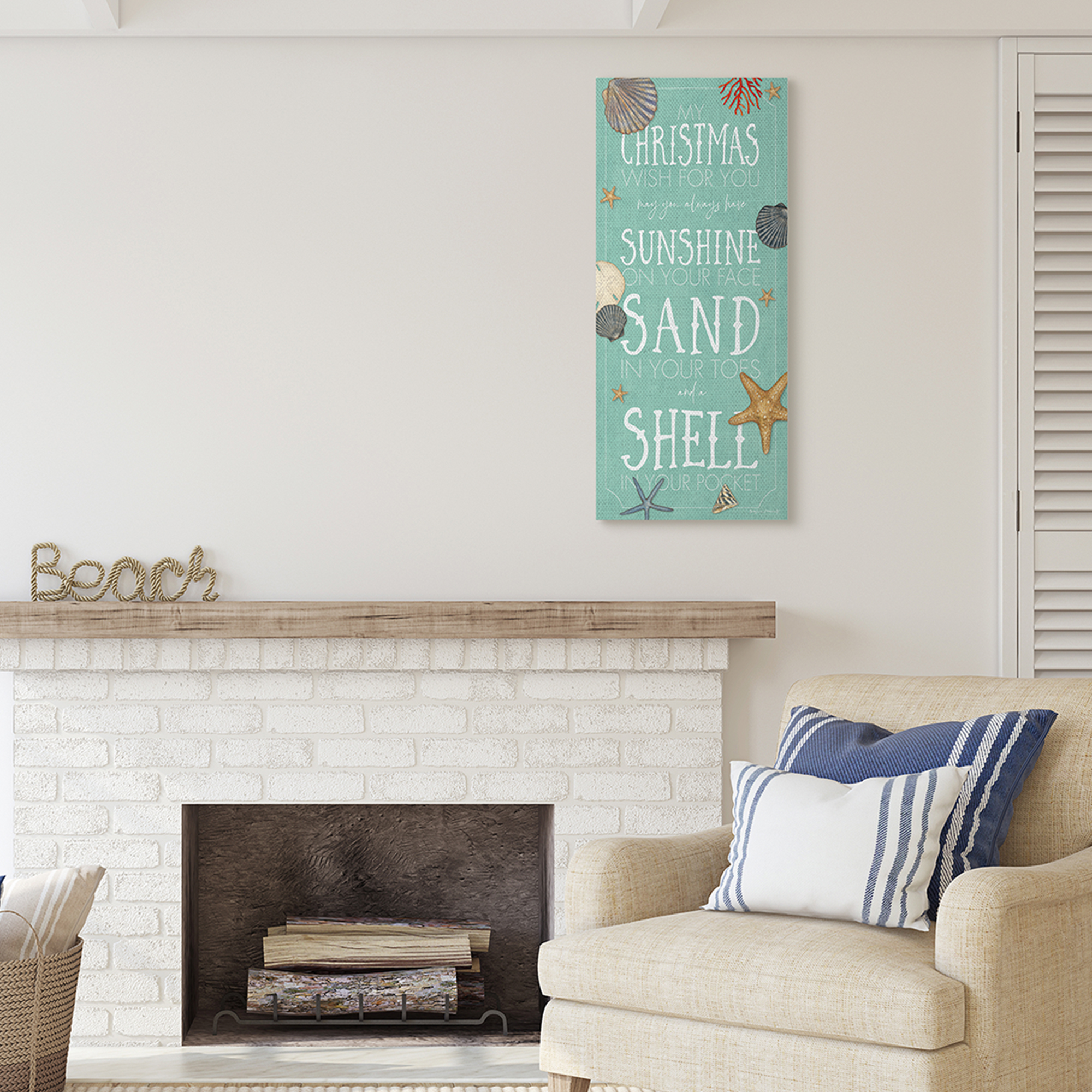 Stupell Industries Christmas Wish For You Sentiments Nautical Holiday Nature Painting Gallery Wrapped Canvas Art Print Wall Art, 17 x 40