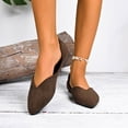 thumbnail image 2 of Women's Retro Suede Pointed Toe Ballets Flats Comfortable V Cut Loafers Lightweight Slip On Walking Dress Shoes Brown Size 9, 2 of 7