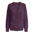 thumbnail image 4 of TRUBKH Cardigan Sweaters for Women's Button Down Cardigan Open Front Cardigan Sweaters Solid Tops Business Casual Outfits for Women Stretch Knit Cardigan Stretch Knit Cardigan Purple M, 4 of 4