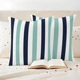 thumbnail image 4 of Pack of 2 Outdoor Pillow Covers 16x16 Inch Waterproof Turquoise Navy Blue Striped Throw Pillow Covers,Decorative Couch Pillow Case Sham Farmhouse Stripe Art Patio Garden Pillowcases Cushion Covers, 4 of 8