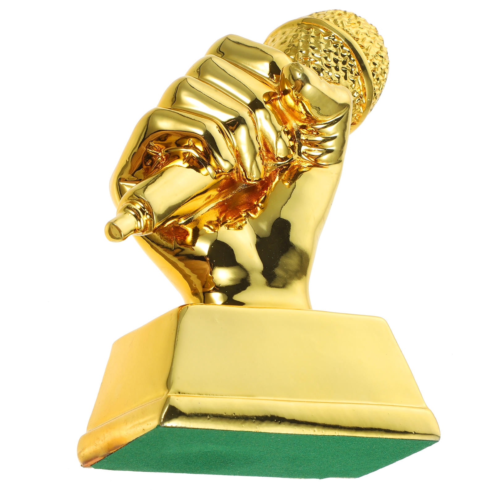 Toyandona Microphone Sculpture Trophy Microphone Golden Resin 1Pack for Award Ceremony