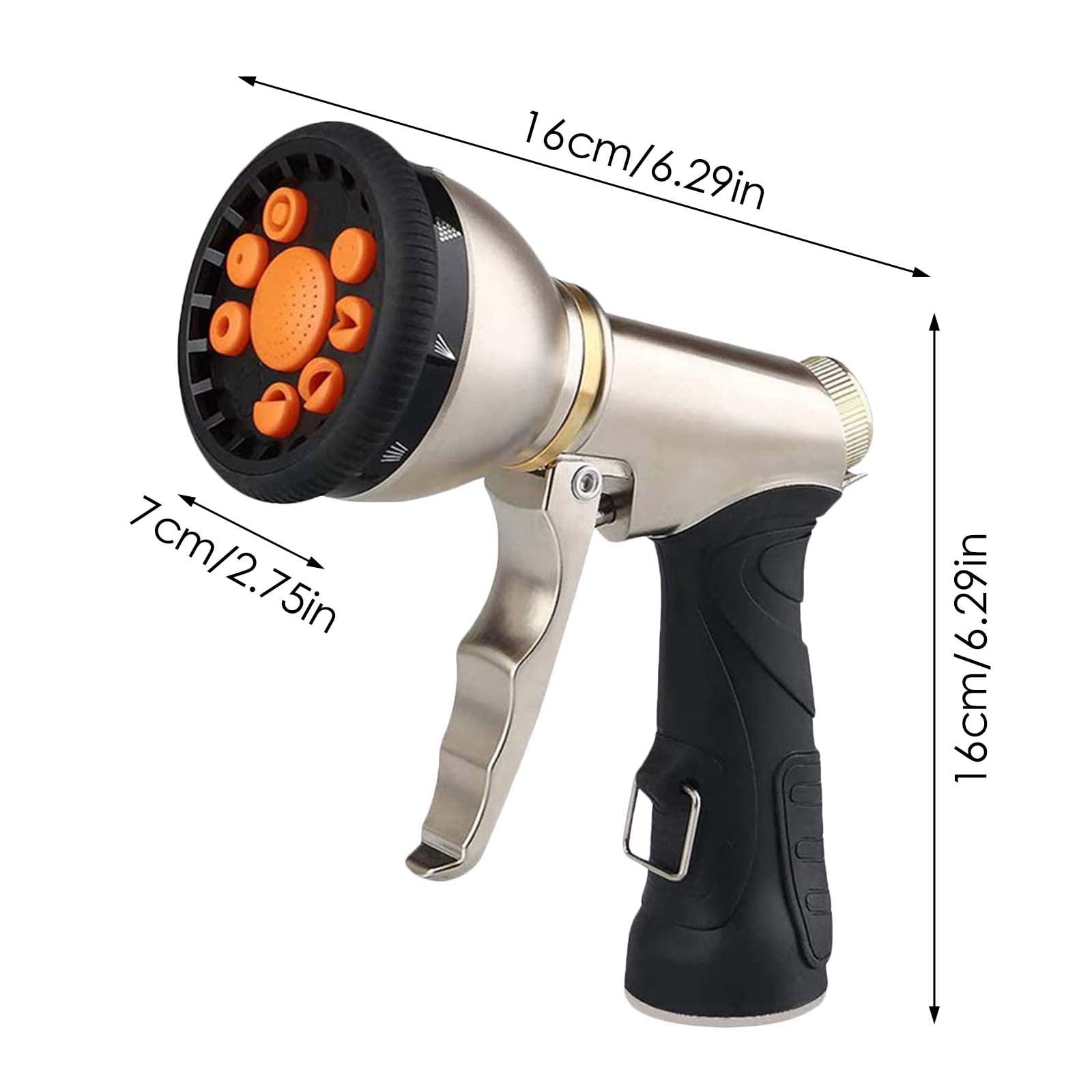 Garden Hose Nozzle, Heavy Duty Alloy Water Hose Nozzle with 9 Adjustable Spray Patterns, High Pressure Hand Sprayer with Flow Control for Watering & Lawns, Washing Cars & Pets, Garden Supplies