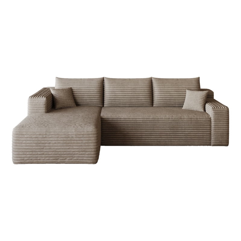 94" Modular Sectional Sofa, Modern Corduroy Cloud Couch with Side Pockets, Boneless Couch Upholstered 3-Seater L-Shaped Sofa for Living Room, Left Facing Chaise