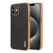 Case Designed for iPhone 12, Classic Crocodile Texture PU Leather   Plating Frame Shokcproof Lightweight Ultra Slim Case Cover for Men Women for iPhone 12, Black