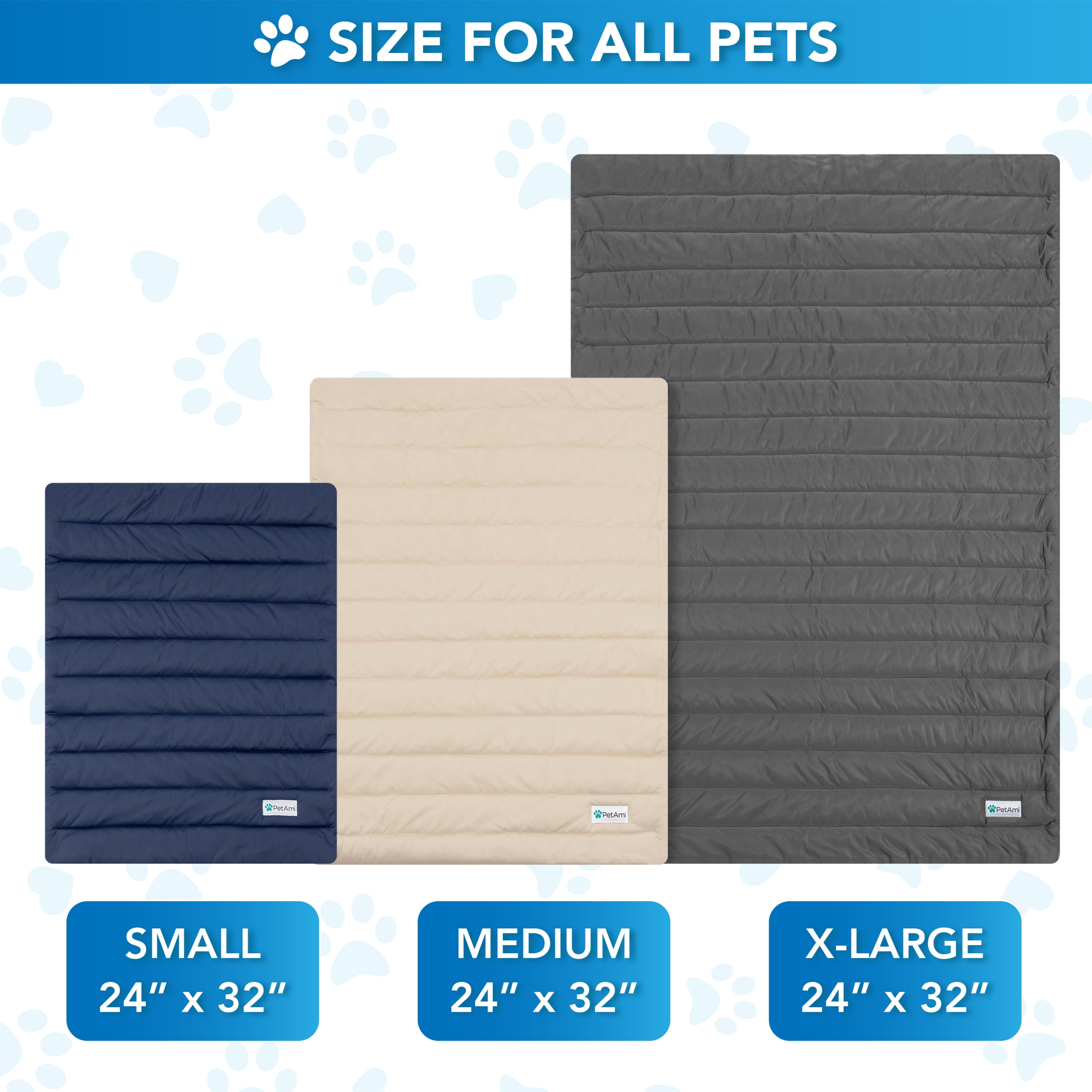 PetAmi Dog Cooling Mat, Q-Max Pet Cooling Blanket with Thick Cushioning, Self Cooling Pad for Dogs & Cats,  Reversible Summer Mat for Crate, Couch, Kennel, Gray/Light Grey, Large (40x60)