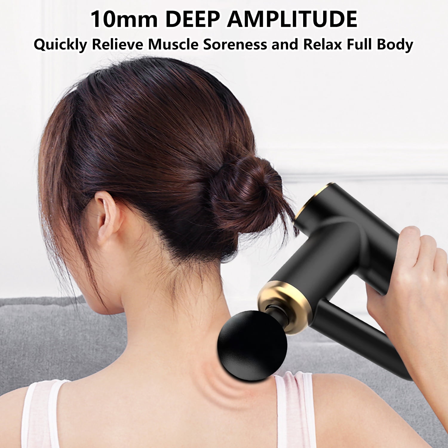 Syenll Massage Gun, Massage Gun Deep Tissue, Percussion Massage Gun with 4 Heads and 6 Speeds, Handheld Massager for Athletes Pain Relief, Black