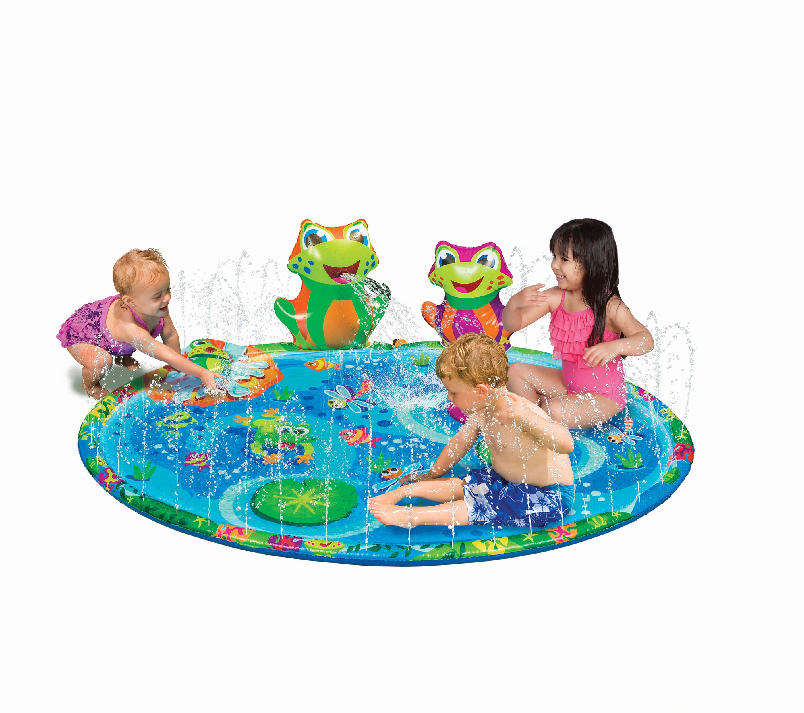 Banzai Froggy Pond Splash Mat Kids Summer Water Garden Toy Inflatable Play Pool 