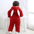 thumbnail image 6 of URMAGIC Newborn Baby Girl Boy Faux Sherpa Winter Rabbit Ear Hooded Romper Jumpsuit, 6 of 7