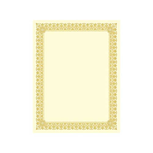 Premium Certificates Ivory , Fleur Gold Foil Border, 66 lb, 8.5 x 11, 15/Pack