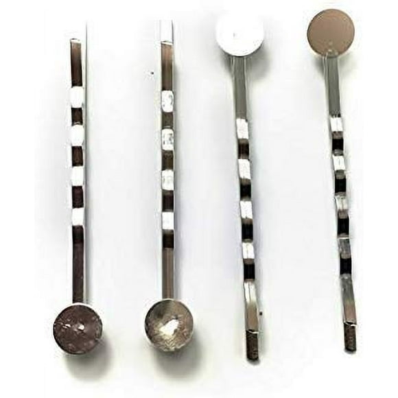 ALL in ONE Bobby Pins Hair Clips with Glue On Flat Pads for DIY (Silver 55mm - 100pcs)