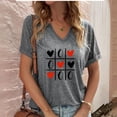 thumbnail image 2 of Camisas de Manga Corta para las Mujeres Casual Impreso V-Cuello Blusas, Camiseta Top para la Primavera Verano Uso Diario, 2 of 5