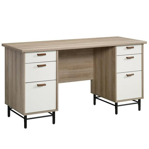 UrbanPro Traditional Executive Desk in Sky Oak and White