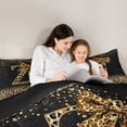 thumbnail image 4 of Erosebridal Chic Cheetah Print Bedding Comforter Set, Personalized Initial Z Full Bedding Set, Black Brown, Black Reversible 7 Pieces, 4 of 6