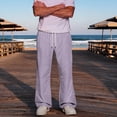 thumbnail image 6 of Sorvello Men's Loose Straight Sweatpants Elastic Waist Drawstring Two Pockets Polyester Casual Daily Pants Turquoise XXXL, 6 of 8