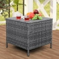 thumbnail image 3 of YEXJ Outdoor Wicker Storage Side Table, Patio Grey PE Rattan End Table with Storage, Square Container for Furniture Covers, Toys, and Gardening Tools, 3 of 7