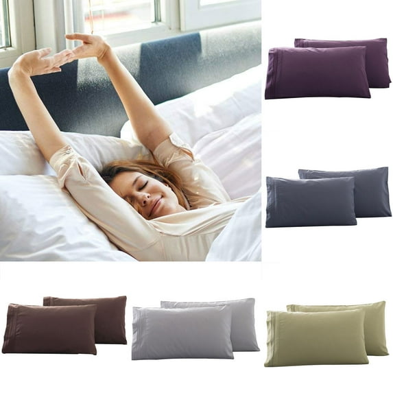 Dream Lifestyle 2Pcs King Queen Stylish Solid Color Bed Pillow Case Cushion Cover Bedroom Decor