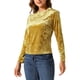 thumbnail image 1 of INSPIRAR CHIC Camisetas de Terciopelo para Mujeres, Cuello Redondo, Manga Larga, Casual, T-Shirt S Amarillo, 1 of 6