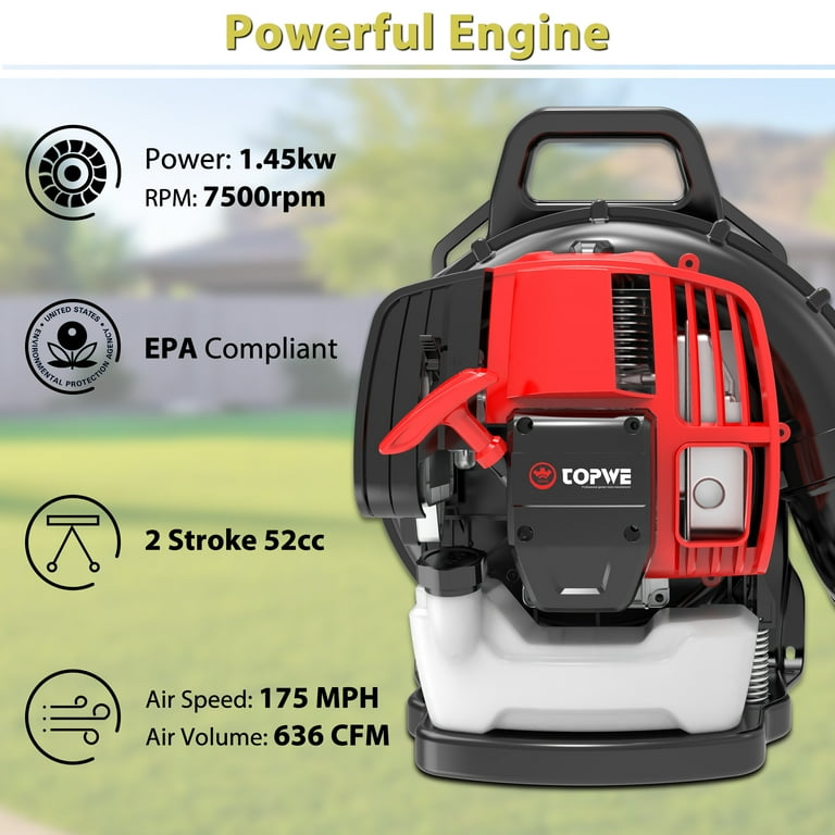 Backpack Leaf Blower 52cc 2 Cycle Engine Gas Powered Leaf Blower