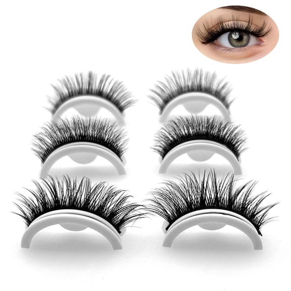 Self Adhesive Eyelashes,Press On Lashes,No Glue Needed Eyelashes No Sticky Residue Pre Glued Eyelashes Individual Lashes for women