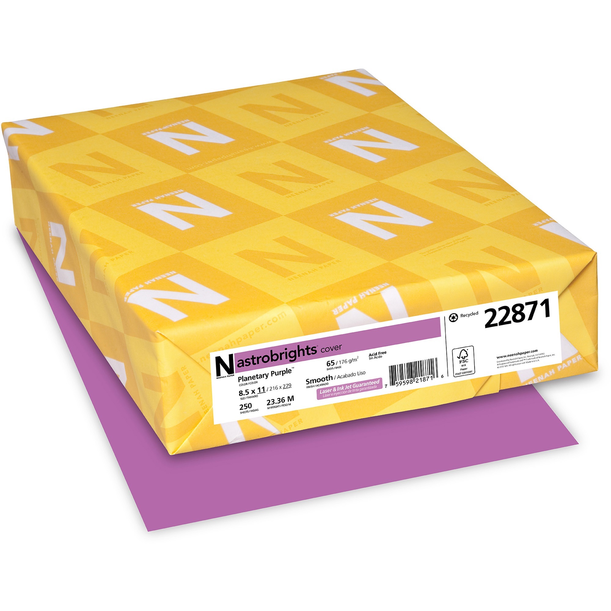 Color Cardstock, 65 Lb, 8.5 X 11, Purple, 250/pack Bundle