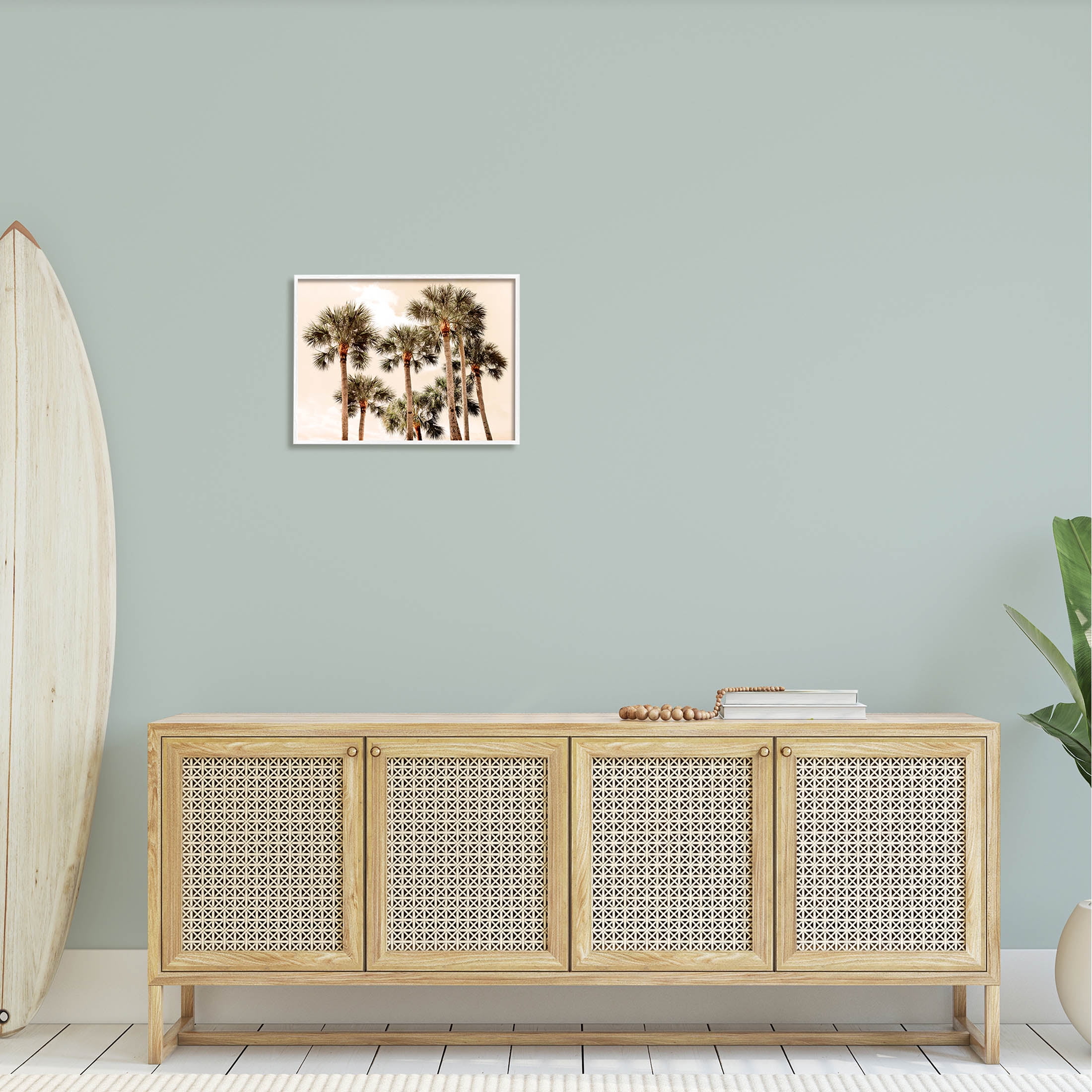 Summer Palm Trees Sky Landscape Photograph White Framed Art Print Wall Art