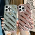 thumbnail image 4 of for iPhone 14 Pro Max Case 6.7" Curly Wave Frame Shockproof Phone Cover 3D Water Ripple Pattern Camera Lens Protection Bling Plating Soft TPU Case for Women Girls(Silver,for iPhone 14 Pro Max), 4 of 12