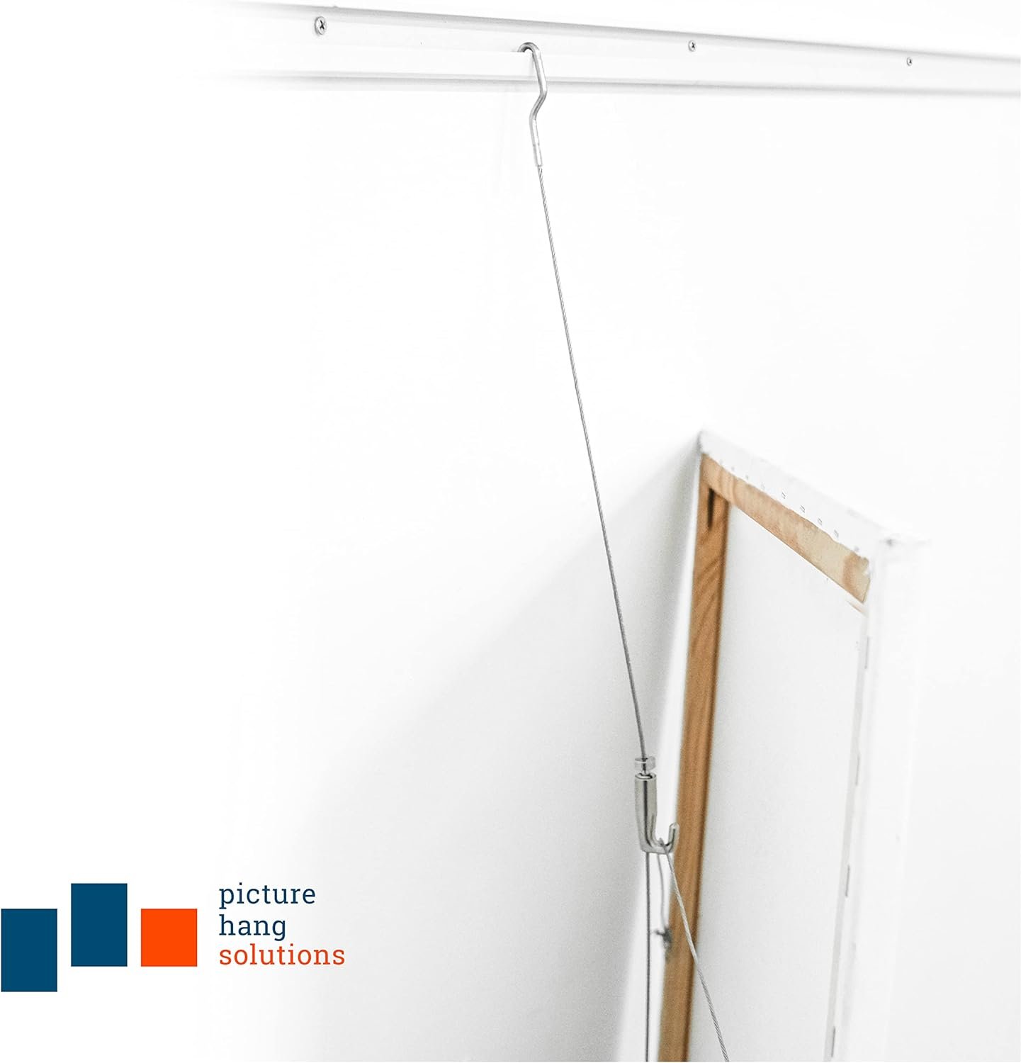Picture Hang Solutions - Track 101 Picture Rail Kit - Includes 79-inch Wall Track, Steel Cords, Adjustable Hooks, and Hardware - Gallery Hanging Systems 2 sets per pack