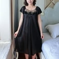 thumbnail image 2 of Hrsba Womens Solid Color Sleep Dress V Neck Short Sleeve Loose Breathable Lightweight Summer Home Sleepwear Dress, 2 of 4