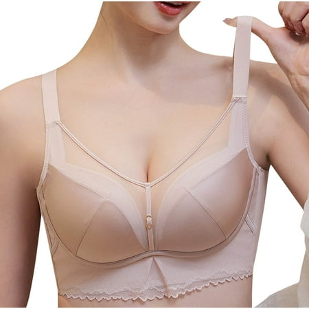 Gnurob Push Up Bralettes for Womens Seamless Wireless Bras Sexy Lace Beauty Back Smoothing Bra Hide Back Fat Bralette Full Support Brassiere Clearance Saving Pink X-Large