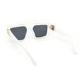 thumbnail image 4 of Rubberized Soft Matte Luxury Thick Horn Rim Mobster Sunglasses White - Black, 4 of 4