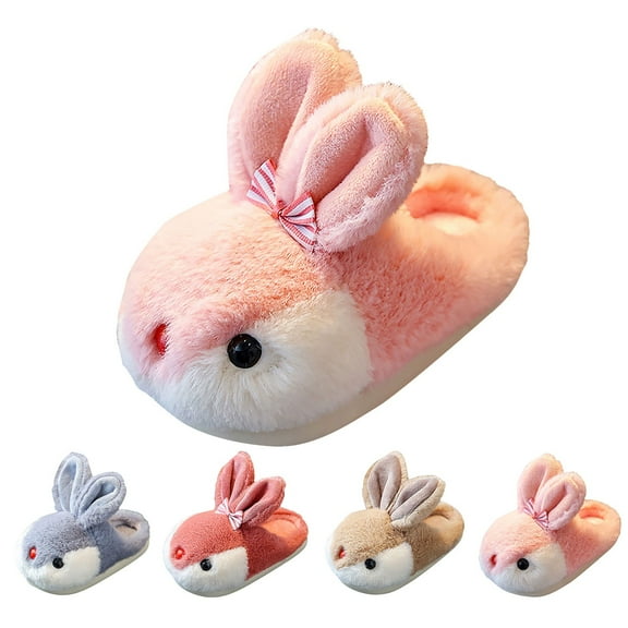 Otqutp Kids Toddler Bunny Slippers Boys Girls Cute Animal Indoor House Shoes Non-Slip Slippers Warm Plush Fuzzy Shoes