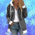 thumbnail image 1 of Manteaux d'Hiver pour Femmes Mode Chandail à Fermeture Éclair Col en V Manches Longues Blouse à Capuche Chandails en Molleton pour Femmes en Liquidation, 1 of 1