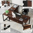 thumbnail image 4 of Tribesigns 70.8” L-Shaped Executive Desk with File Cabinet, Large Executive Office Desk with Removable File Cabinet, Modern Business Furniture Set for Home Office, Dark Walnut, 4 of 6