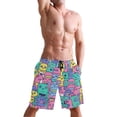 thumbnail image 5 of Dailycode Men's Quick Dry Swim Trunks Beach Shorts Casual Summer Board Shorts with Pockets, Colorful Cartoon Robots, 5 of 8