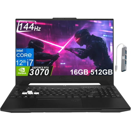 Asus TUF Dash F15 Gaming Laptop (15.6" 144Hz, Geforce RTX 3070 8GB (Beat RTX 4060), 16GB DDR5 RAM, 512GB PCle SSD, Intel 12th Gen i7-12650H), Thunderbolt 4, Backlit KB, IST Hub, Win 11 Home, Black