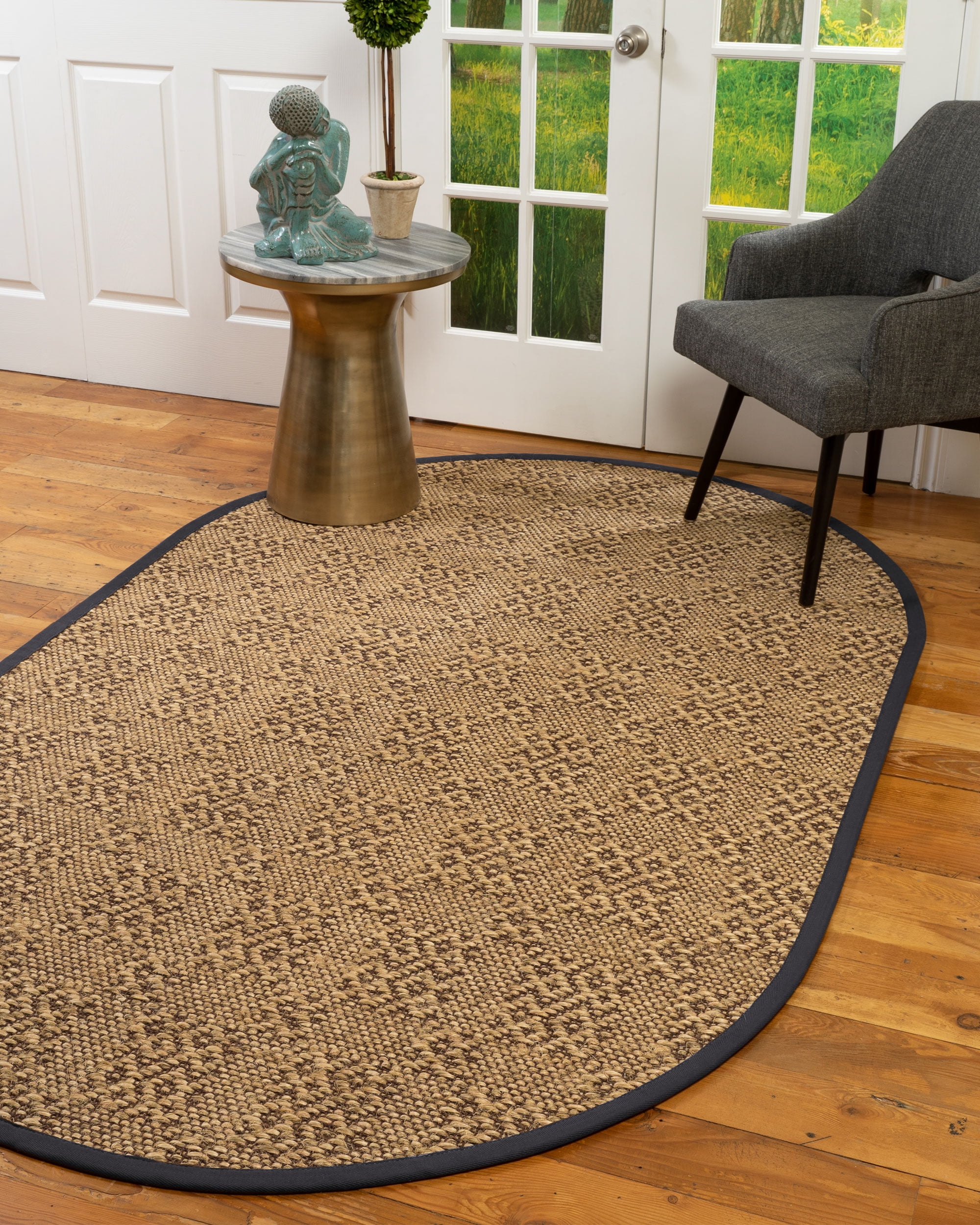 Natural Area Rugs Oslo Custom Sisal Rug, 8' x 10', Oval Midnight Blue