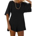 thumbnail image 3 of Women Summer Jumpsuit Casual Short Sleeve Round Neck Shorts Romper, 3 of 3
