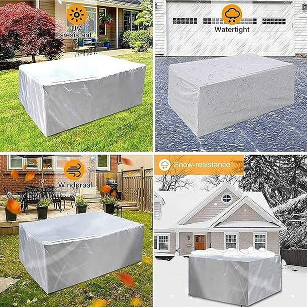 Fundas para muebles de jardín, 600D Oxford Funda para muebles de jardín Cubierta protectora impermeable Lona anti-UV para mesas de jardín Muebles de patio, con cordones 255x255x80cm Zhivalor XDHY-17-173