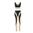 thumbnail image 4 of Genuiskids Women’s 2 Piece Summer Outfits Sleeveless Contrast Color Mesh Tank Tops + Leggings Set, 4 of 9