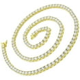 thumbnail image 2 of 925 Italian Sterling Silver 4mm Tennis Necklace, Iced Out Round Cut CZ Cubic Zirconia Yellow Gold Plated Link Chain, Giorgio Bergamo 24, 2 of 6