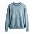 thumbnail image 4 of Solid-Colored Denim Hoodies for Women, Round-Neck Casual Sweatshirts, Fall Classic Base Outfits, 4 of 5