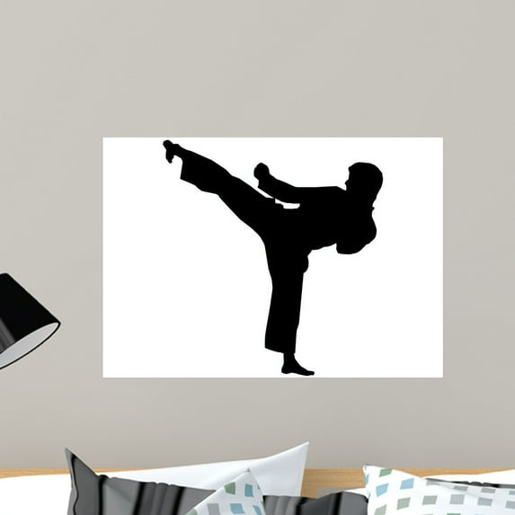 Karate Silhouette Wall Decal by Wallmonkeys Peel and Stick Graphic (24 in W x 17 in H) WM351985