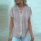 thumbnail image 2 of Camisa de Manga Corta con Cuello en V para las Mujeres, Blusa de Verano Elegante Y de Moda en Poliéster Suave Ligero, 2 of 6